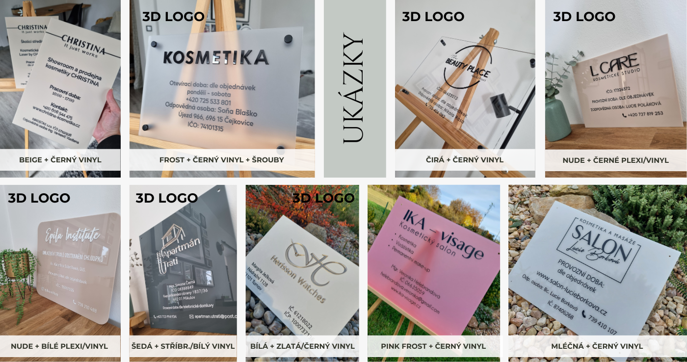 VIZUALI.cz ukázky označení provozovny otevírací doba cedulka značení štítek firemní pro firmy